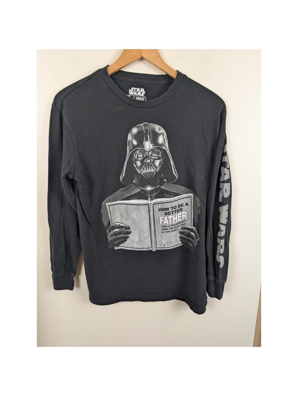 Darth Vader Mens Small How To Be A Better Father Long Sleeve Tee Shirt Black S
